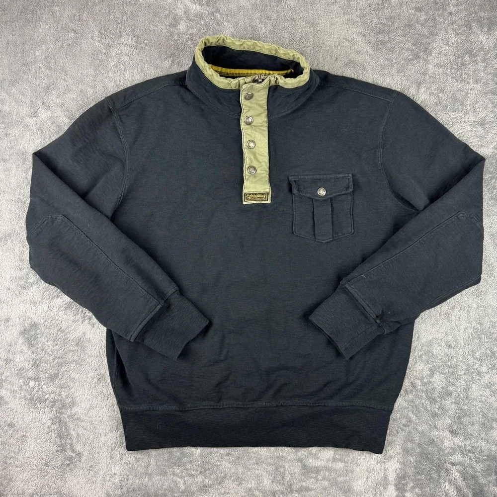 Polo Ralph Lauren Sweatshirt Mens‎ XL Black Mock Neck Half Zip Snap Pullover